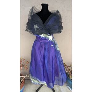 💜Queen of the Night Gown – Hand-Embellished Fit & Flare with Lights – Purple M